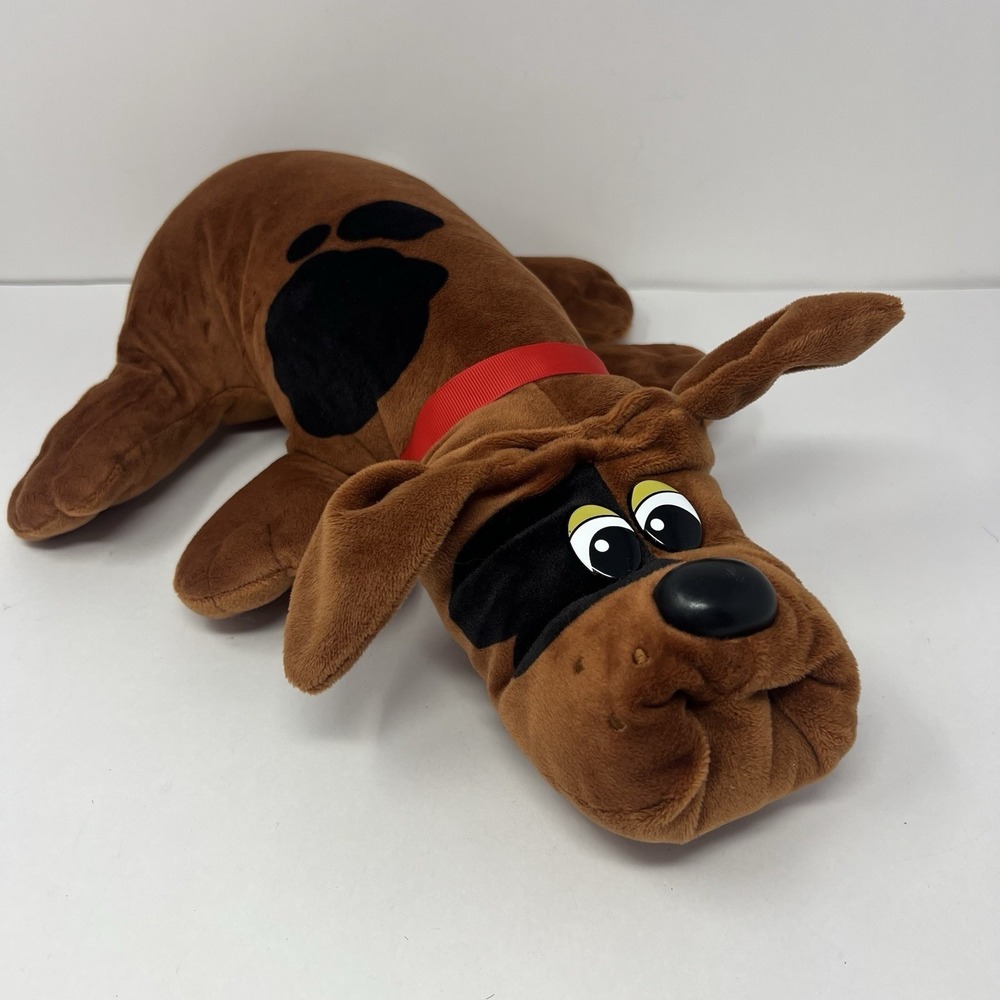 Hasbro Pound Puppies Plush 15" Brown‎ Dog Red Collar Stuffed Animal Toy
